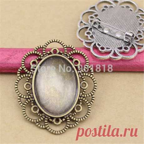 10 шт. 18*25 мм Старинное Серебро Брошь Лоток Рамка Pin Punk Стиль Камея Кабошон База Установка DIY Ювелирных Изделий Вспомогательное Оборудование заключений купить на AliExpress