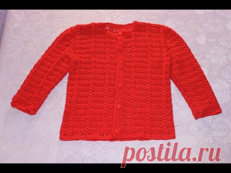 Кофта для девочки крючком (2,5 - 3 - 4 года). Часть 3 (рукава, обвязка, планки).
