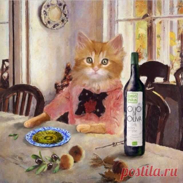 портрет юного Борисыча "Котик с Персиками (и маслом)" спасибо, @sobaka_ru! Борисыч с любимым желе употребляет только масло Belonika - поэтому у него такой пушистый хвост и роскошные мохнатые уши (вам надо такие же)! это была реклама, да! #котики #борисыч #картинасмаслом
