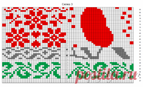 Вязаные варежки с птицами