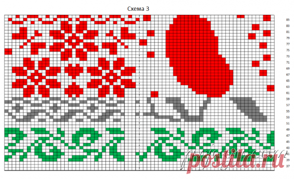 Вязаные варежки с птицами