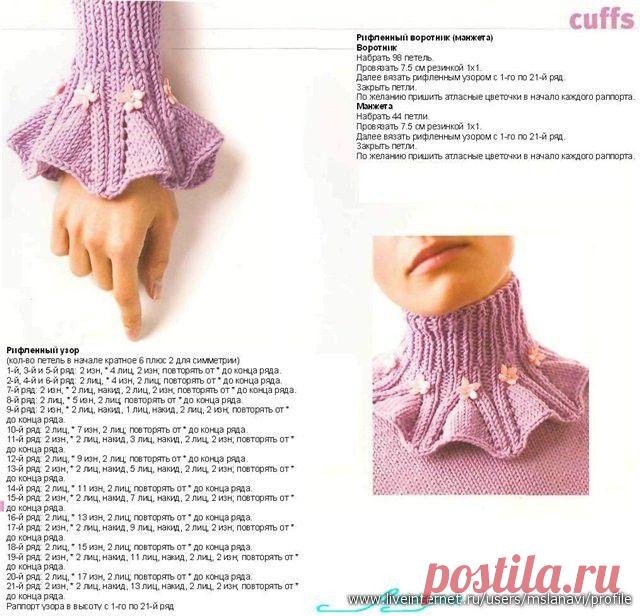 Красивые рюши, манжеты и воротники спицами - Вязание - Мастер - класс - Каталог статей - Разные разности от Милледи Малиновской