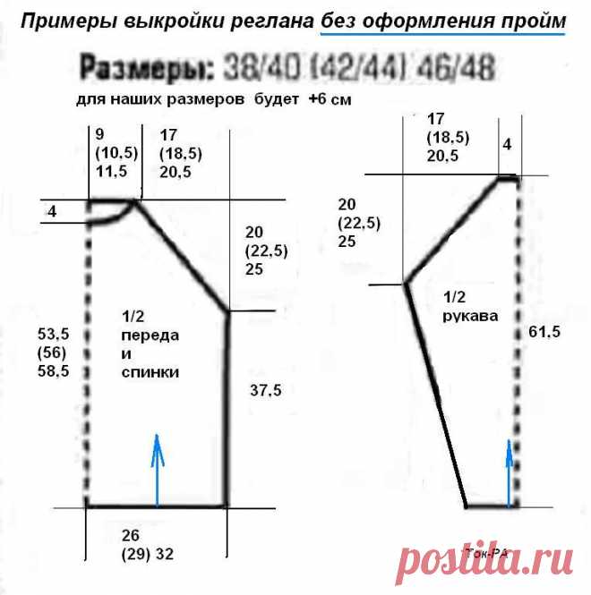 свитер реглан спицами снизу выкройка - Поиск в Google
