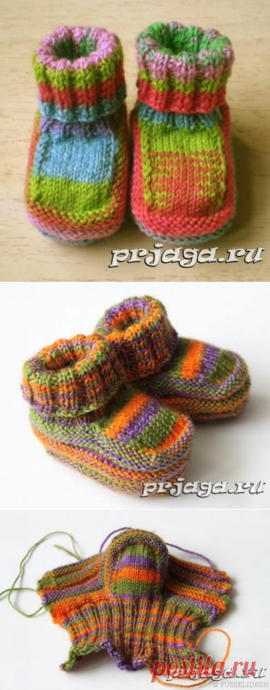Пинетки спицами для новорожденных