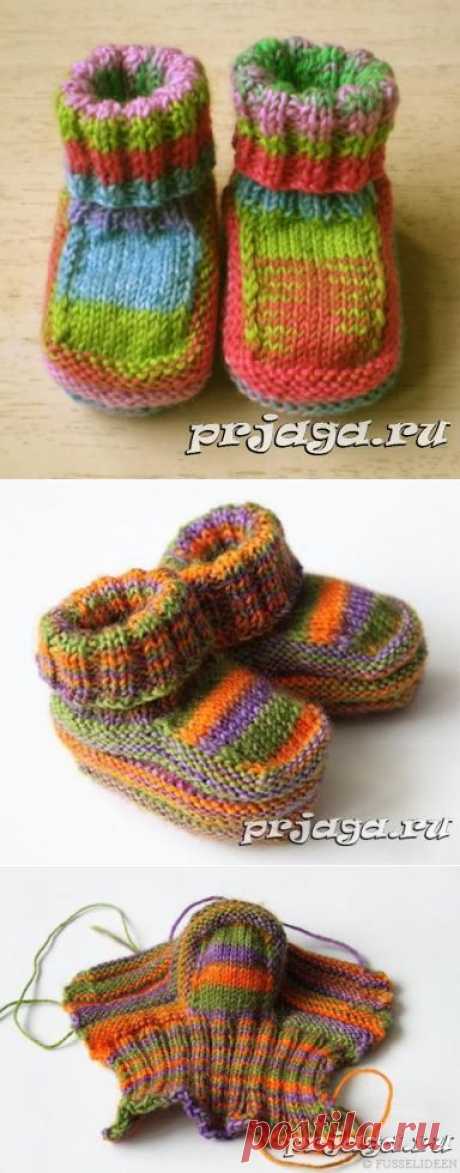 Пинетки спицами для новорожденных