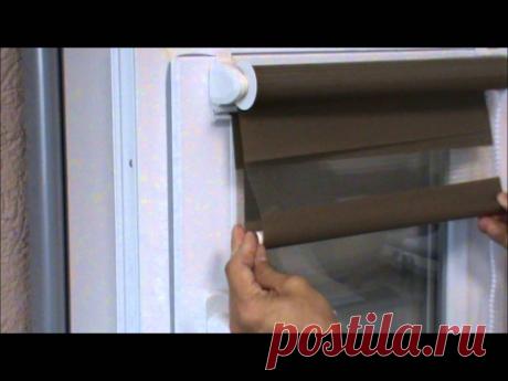 Установка рулонной шторы "день ночь" на окно - YouTube