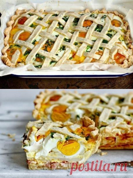 Как приготовить пирог с картофелем, яйцами и ветчиной - рецепт, ингридиенты и фотографии