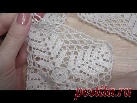 Ажурный квадратный мотив #32. Ажурный листопад часть3
