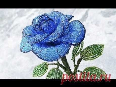 PART 2 tutorial: blue rose out of beads (Как cделать синюю розу из бисера) | Вышивка бисером и не только