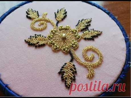 hand embroidery with beads beautiful flower