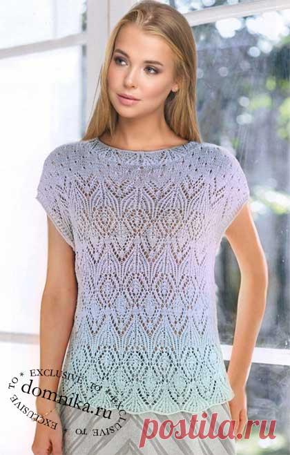 Схема вязания спицами ажурной кофточки на лето