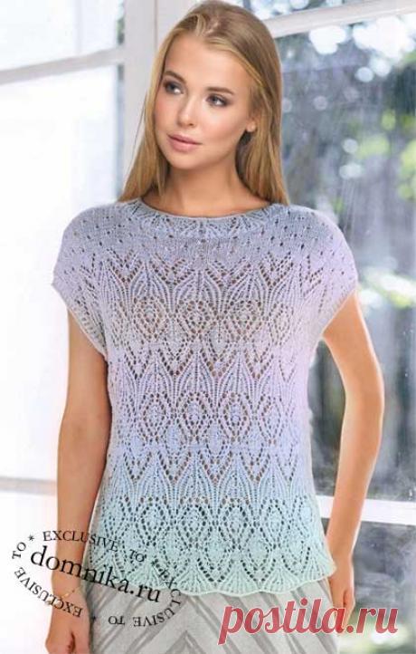 Схема вязания спицами ажурной кофточки на лето