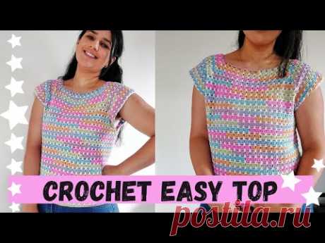 Crochet Tutorial: How to make a TWO round repeat summer top 💖 Beginner friendly