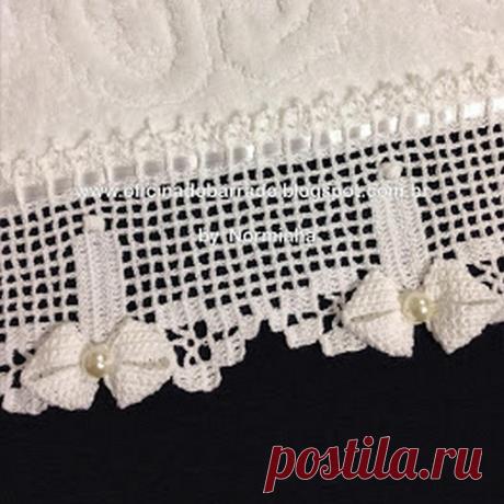 Вязаная отделка полотенца с бантиками