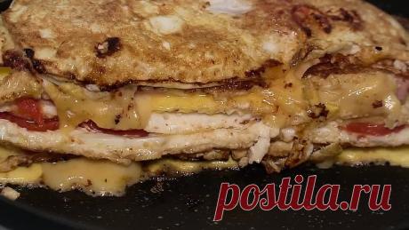 Оригинальный завтрак слоями из яиц