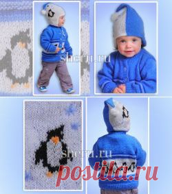 Новогодняя шапочка и кофточка, модель 291