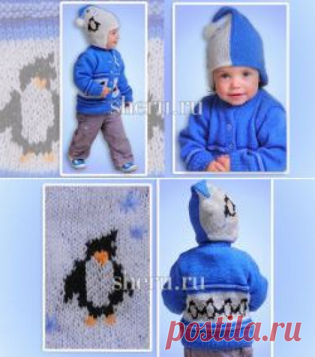 Новогодняя шапочка и кофточка, модель 291