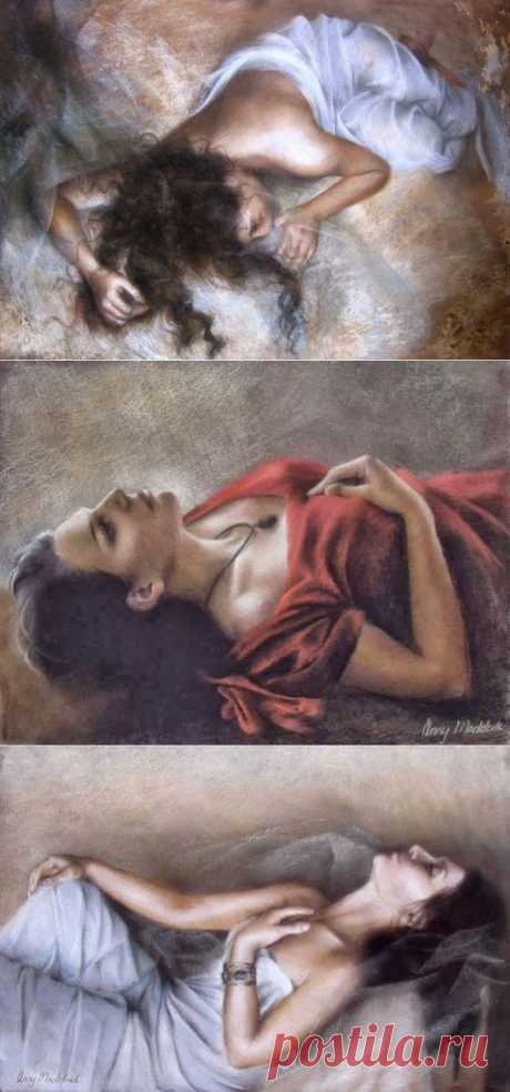 Любят таких, не касаясь, не трогая... Поэтичная пастель Anny Maddock (1954).