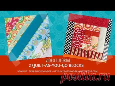 2 Quilt-as-you-go (QAYG) quilt blocks