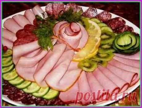 Мясная нарезка (пошагово) и ее украшение Мясная нарезка - пошаговая инструкция приготовления, видео, фото, советы как сделать, красиво оформить, изготовление розы из мяса, колбасы, огурца