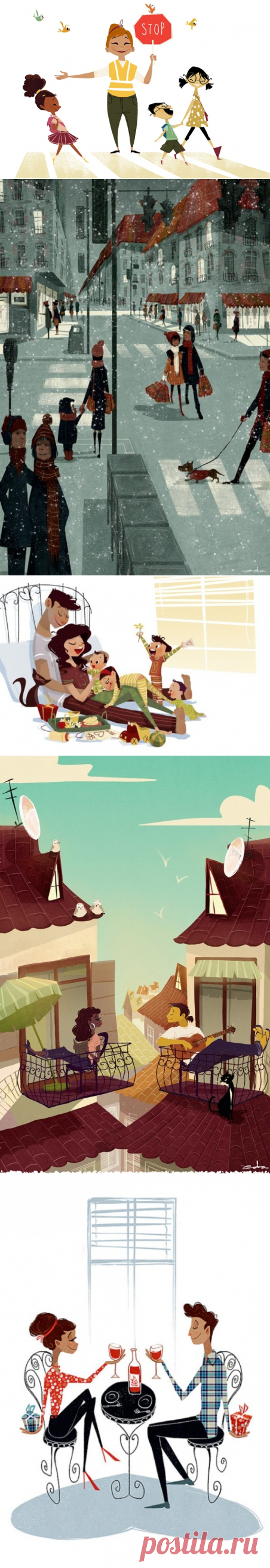 «Маленькие радости» - великолепные иллюстрации созданные турецким художником Эддой Кабан (Eda Kaban). В её работах оживают настолько искренние и позитивные ситуации из повседневной жизни людей, глядя на которые нельзя не улыбнуться. Ведь, по мнению автора, счастье состоит из мелочей и кроется в деталях.