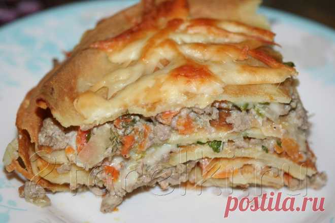 Блинный пирог с мясом А то все говорят 