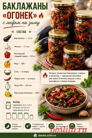 Баклажаны "Огонек" с медом на зиму
