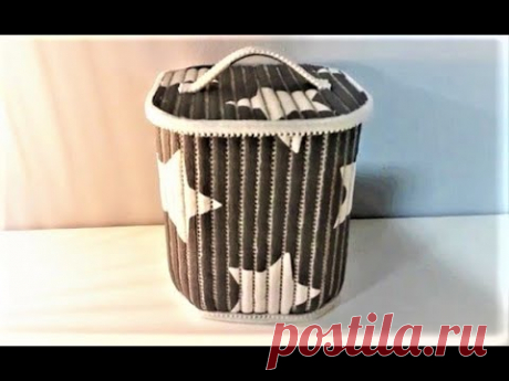 КОРЗИНКА с Крышкой из Пятилитровой  БУТЫЛКИ  и КОВРИКА для ванной