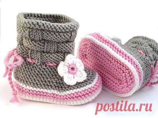 Пинетки на двух спицах