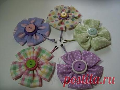 Заколки для девочек своими руками, мастеркласс / Цветы из ткани своими руками и вязанные крючком. Заколки для волос / Ёжка - стихи, загадки, творчество и уроки рисования для детей