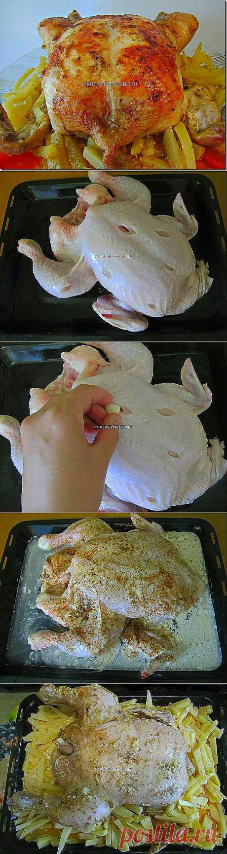 курица запеченная в духовке с картофелем | Вкусно приготовить самим