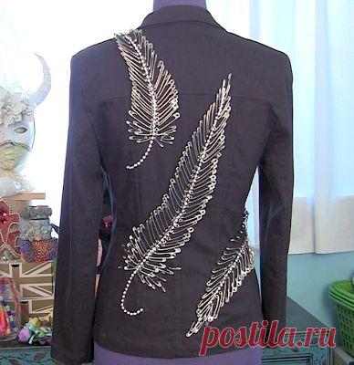 Мк Перья из булавок на жакете (Diy)