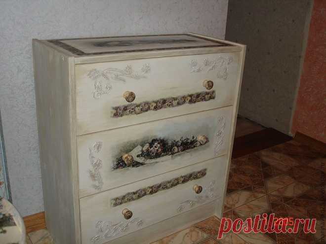 Купить Комод в стиле прованс - голубой, прованский стиль, Мебель, старение, комодик, подарок