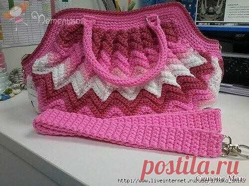 Вязание крючком - Сумка крючком узором 