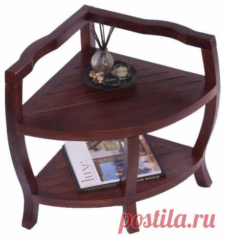 Contemporary Teak Spa Corner Shower Stool w S - Contemporary - Shower Benches &amp; Seats - by ivgStores