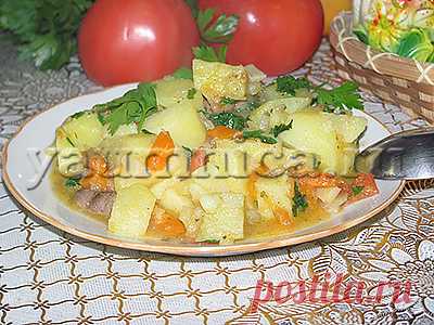 Рецепт куриных сердечек с овощами