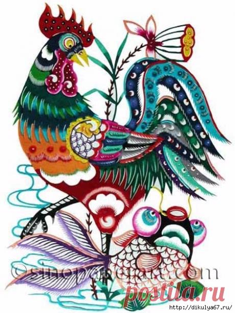 Новогодние петушки. Аппликация, роспись