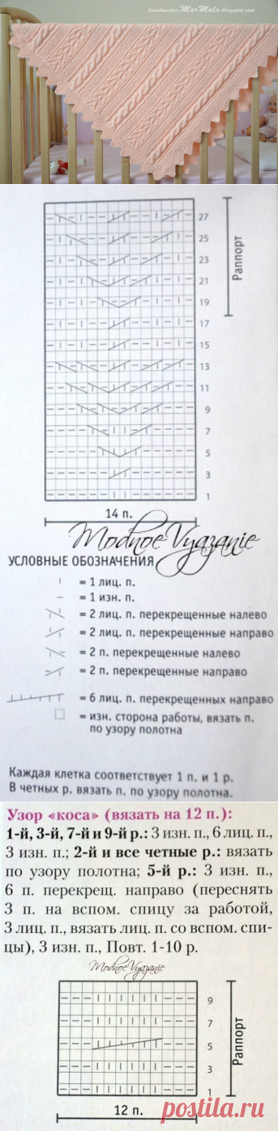 Плед в детскую кроватку спицами