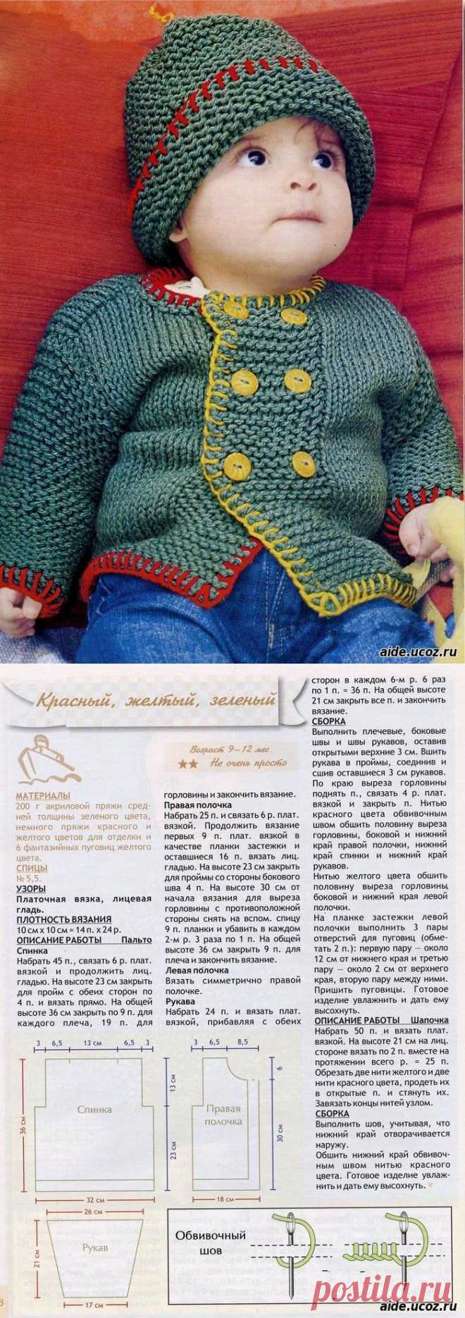 Жакт спицами малышу до года - Детские вещи - Вязание спицами. - Каталог файлов - Хобби.