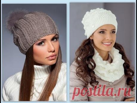 Шапка спицами + схема (коллекция моделей) - YouTube