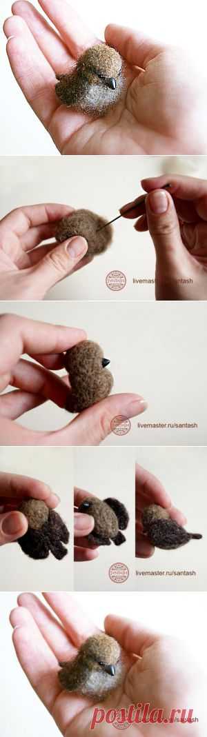 воробышек Брошка - Ярмарка Мастеров - ручная работа, handmade