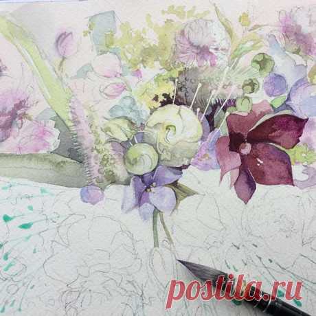 Букет. В процессе..... #рисую_все_что_вижу #art #artwork #paint #painting #draw #drawing #watercolor #watercolorpainting #acuarela  #aquarelle #topcreator #art_we_inspire #process_of_creativity #art_dnevnik #акварель #цветы #flowers #fleurs