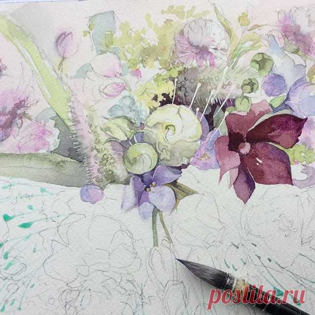 Букет. В процессе..... #рисую_все_что_вижу #art #artwork #paint #painting #draw #drawing #watercolor #watercolorpainting #acuarela  #aquarelle #topcreator #art_we_inspire #process_of_creativity #art_dnevnik #акварель #цветы #flowers #fleurs