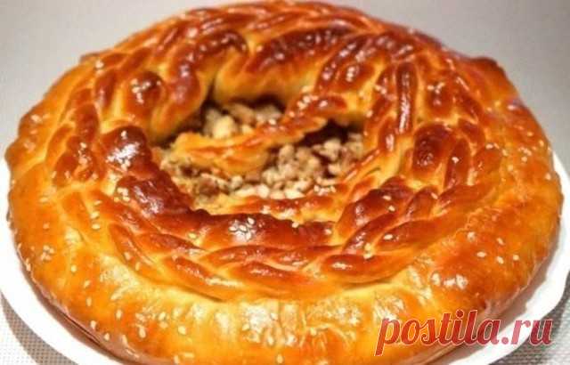 Пирог на кефире с курицей