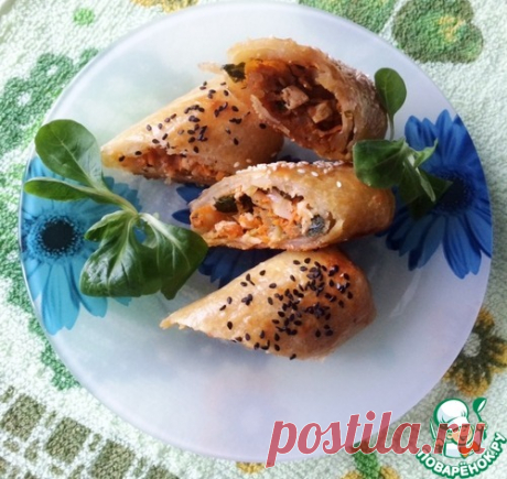 Закусочные трубочки с курицей и овощами - кулинарный рецепт