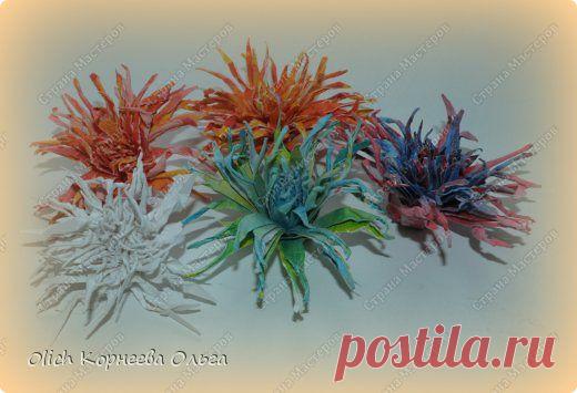 Игольчатые хризантемы из акварельной бумаги | Страна Мастеров