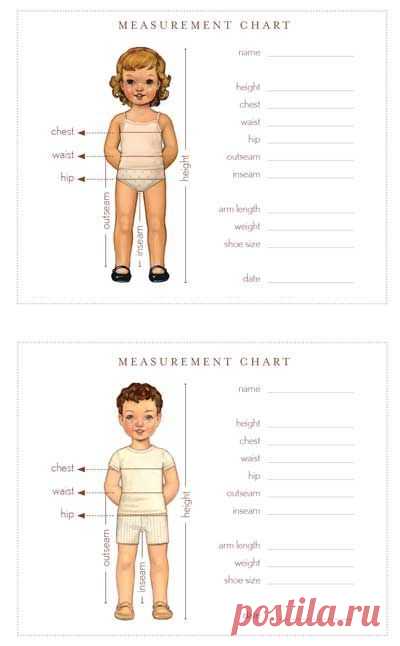 wallet-sized measurement chart: a little holiday gift for you