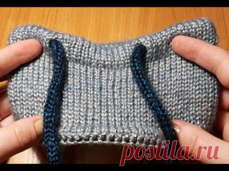 Горловина для свитшота/худи/спортивной кофты спицами + шнур. Мастер-класс для начинающих