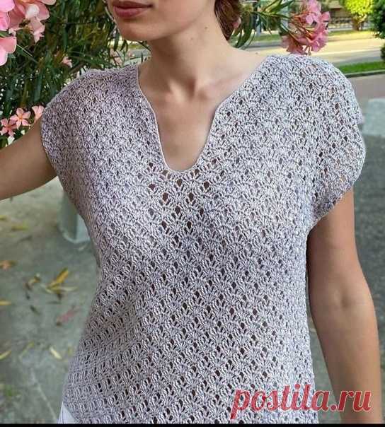 Ажурный узор для кофточки. Крючок.