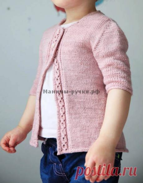 Вязаный спицами детский кардиган Флёр Блю